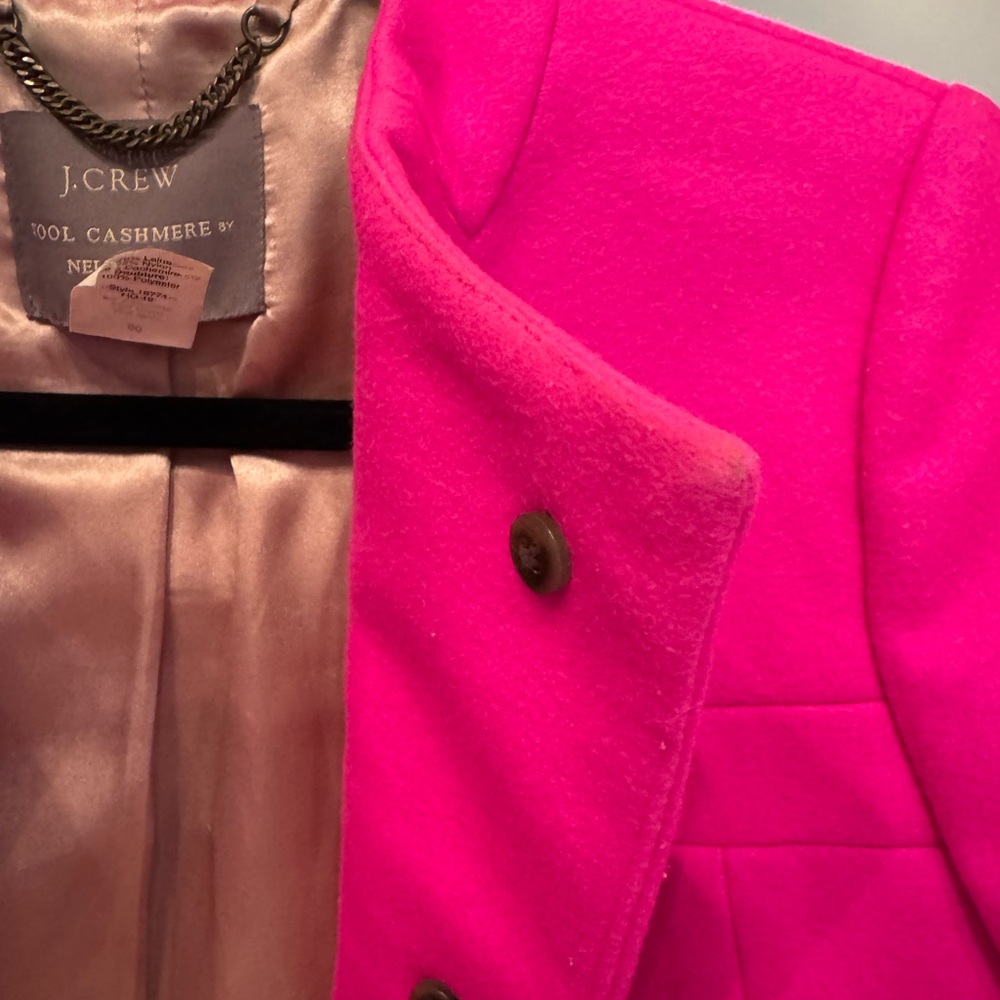 J. Crew Vibrant Pink Trench Coat with Bow Detail - Picture 6 of 7